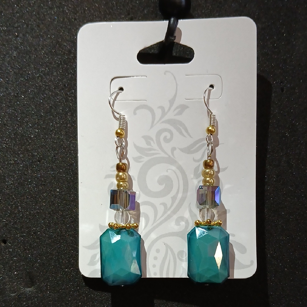 Elegant Gold and Blue Dangle Earrings